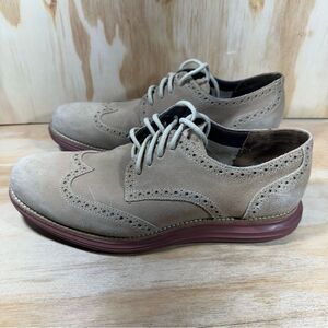 Cole Haan Tan Lunargrand Wingtip Suede Brogue Shoes Men’s Size 9.5